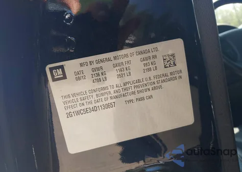 2013 Chevrolet Impala Ltz z USA, uszkodzony, nr VIN 2G1WC5E34D1130657